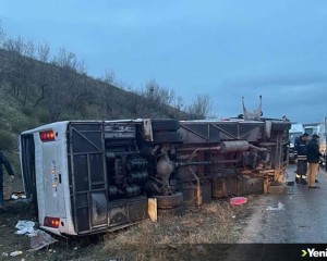 Amasya'da tur otobüsünün devrilmesi sonucu 27 kişi yaralandı