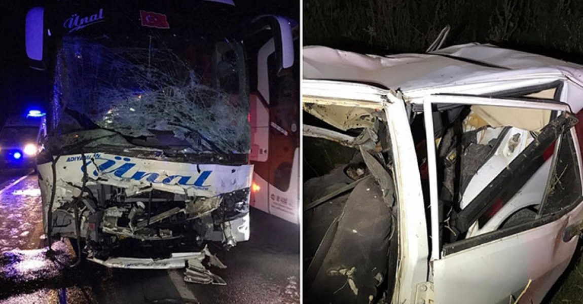 Kayseri'de yolcu otobüsü ile otomobil çarpıştı