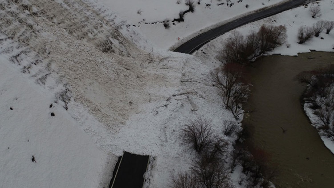 Karlıova-Yedisu kara yoluna kamyonetin geçtiği sırada çığ düştü