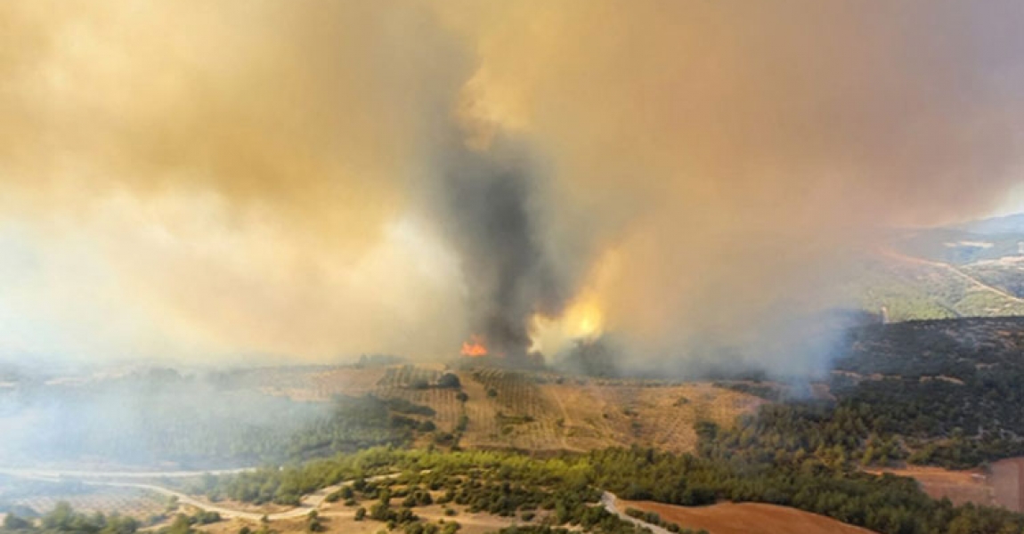 Manisa'da orman yangınına müdahale sürüyor