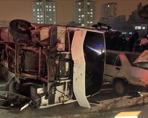Gaziantep'te devrilen polis midibüsündeki 5 memur yaralandı