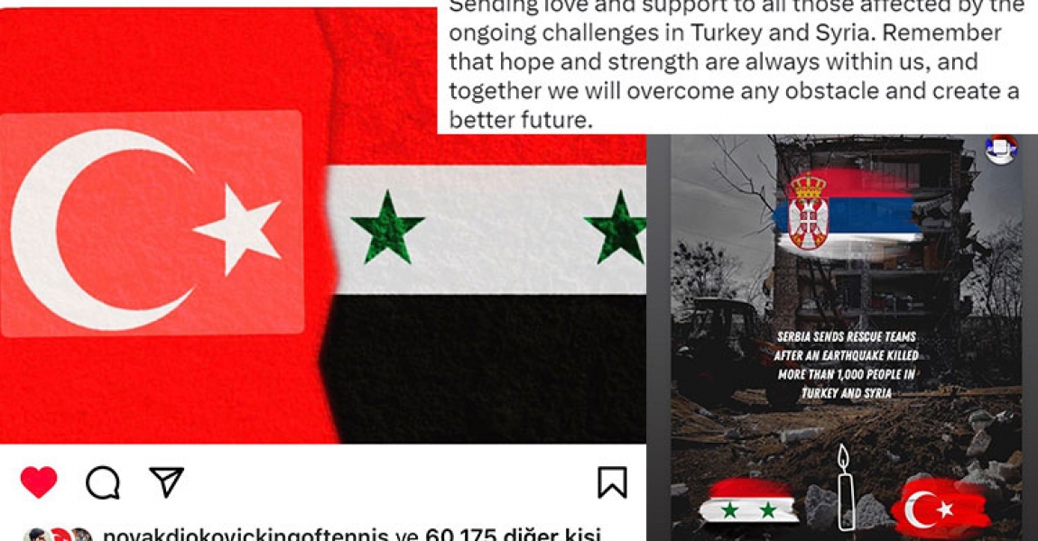 Novak Djokovic ve Stefanos Tsitsipas'tan Türkiye ve Suriye'ye destek